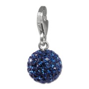 SilberDream Glitzer Charm Kugel 10mm blau Zirkonia Kristalle GSC220B