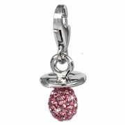 SilberDream Glitzer Charm Nuckel rosa Zirkonia Kristalle GSC502A