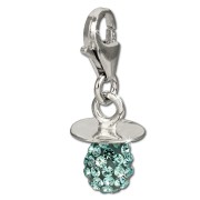 SilberDream Glitzer Charm Nuckel hellblau Zirkonia Kristalle GSC502H