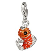 SilberDream Glitzer Charm Fisch orange Zirkonia Kristalle GSC507O