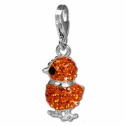 SilberDream Glitzer Charm Küken orange Zirkonia Kristalle 925 GSC522O