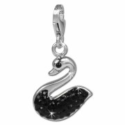 SilberDream Glitzer Charm Schwan schwarz Zirkonia Kristalle GSC523S