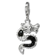 SilberDream Glitzer Charm Drache schwarz Zirkonia 925 Silber GSC524S