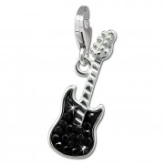 SilberDream Glitzer Charm E-Gitarre schwarz Zirkonia Kristalle GSC552S