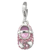 SilberDream Glitzer Charm Babyschuh rosa Zirkonia Kristalle GSC554A