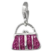 SilberDream Glitzer Charm Tasche groß fuchsia Zirkonia Kristalle GSC559P