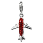 SilberDream Glitzer Charm Flugzeug rot Zirkonia Kristalle GSC561R