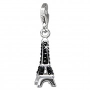 SilberDream Glitzer Charm Eiffelturm schwarz Zirkonia Kristalle GSC562S