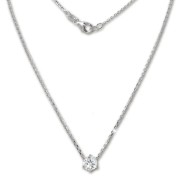 SilberDream Kette Zirkonia Stein weiß 925er Silber 46cm Halskette GSK20046W