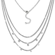 SilberDream 3er Layer Halskette Zirkonia weiß 925 Silber 44-47cm Kette GSK414W
