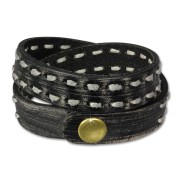 SilberDream Lederarmband Jeansstyle schwarz grau Leder Armband LAP511S