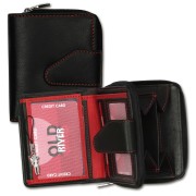 Leder schwarz kleine Brieftasche Portemonnaie Old River OPD104D