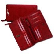 Großes Portemonnaie Querformat XXL Leder rot Brieftasche OPD410R