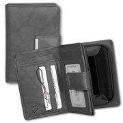 Money Maker Leder grau Brieftasche Portemonnaie RFID Schutz OPJ701K