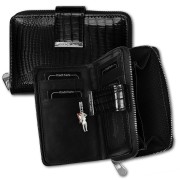 Jennifer Jones Portemonnaie RFID Croco Echtleder schwarz OPJ711S