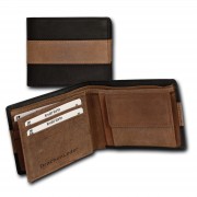 DrachenLeder Antikleder Portemonnaie schwarz-braun Brieftasche OPS107S