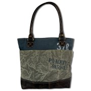 Sunsa Shopper Canvas Leder grau blau OTA501F