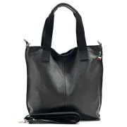 Florence Echtleder Umhängetasche Damen schwarz Shopper Schultertasche OTF161S