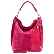 Florence Beuteltasche Echtleder fuchsia geprägt Damen Hobo Bag Tasche OTF162P
