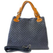 Florence Damen Handtasche Echtleder dunkelblau Flechtmuster OTF164B