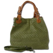 Florence Damen Handtasche Echtleder olivgrün Flechtmuster OTF164G