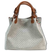 Florence Damen Handtasche Echtleder grau Flechtmuster OTF164K