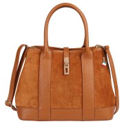 Florence Damen Leder Schultertasche Wildleder Tasche tan hellbraun OTF186C5