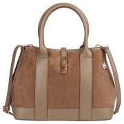 Florence Damen Leder Schultertasche Wildleder Tasche taupe OTF186I6