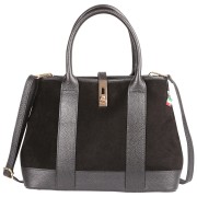 Florence Damen Leder Schultertasche Wildleder Tasche schwarz OTF186S1