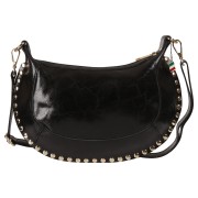 Florence Damen Satteltasche Nieten Echtleder schwarz OTF196S1