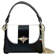 Florence Biene Damen Handtasche Echtleder schwarz/weiß OTF833SW