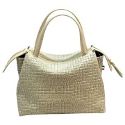 Florence Damen Handtasche Echtleder beige Flechtmuster OTF856I2