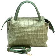 Florence Damen Handtasche Echtleder hellgrün Flechtmuster OTF856L2
