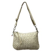 Florence Damen Umhängetasche geflochtenes Leder Tasche beige OTF859I2