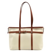 Florence Damen Schultertasche Echtleder Tasche beige, braun OTF865I4