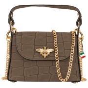 Florence Biene Damen Handtasche Wildleder taupe/dunkelbeige OTF887I5