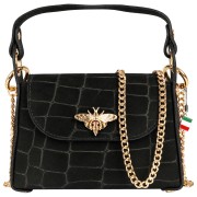 Florence Biene Damen Handtasche Wildleder schwarz OTF887S1