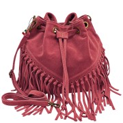Florence Damen Schultertasche Fransen Wildleder bordeaux OTF889D2