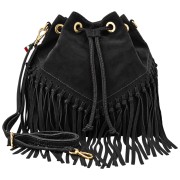 Florence Damen Schultertasche Fransen Wildleder schwarz OTF889S1
