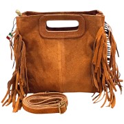 Florence Damen Handtasche kleine Fransen Wildledertasche mittelbraun OTF890C6