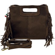 Florence Damen Handtasche kleine Fransen Wildledertasche dunkelbraun OTF890N5