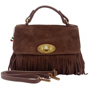Florence Damen Handtasche Fransen Wildledertasche dunkelbraun OTF891N5