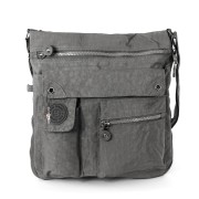 Bag Street Umhängetasche Crinkle Nylon grau Cross-Body Schultertasche OTJ206K