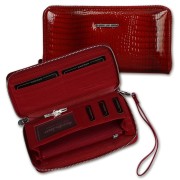 Jennifer Jones , Wristlet Leder rot Croco RFID Portemonnaie OTJ505R