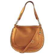 Florence Damen Satteltasche Nieten Echtleder tan OTM105C
