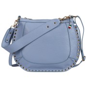 Florence Damen Schulter-Satteltasche mit Nieten Echtleder hellblau OTM105H