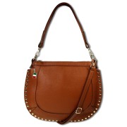 Florence Damen Schulter-Satteltasche mit Nieten Echtleder hellbraun OTM105N