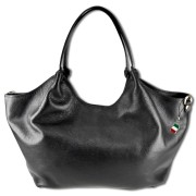 Florence Damen Handtasche, Schultertasche Leder Tasche schwarz OTM109S