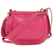 Florence Damen Schulter-Satteltasche mit Nieten Echtleder fuchsia OTM113P