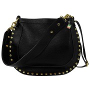 Florence Damen Schulter-Satteltasche mit Nieten Echtleder schwarz OTM113S